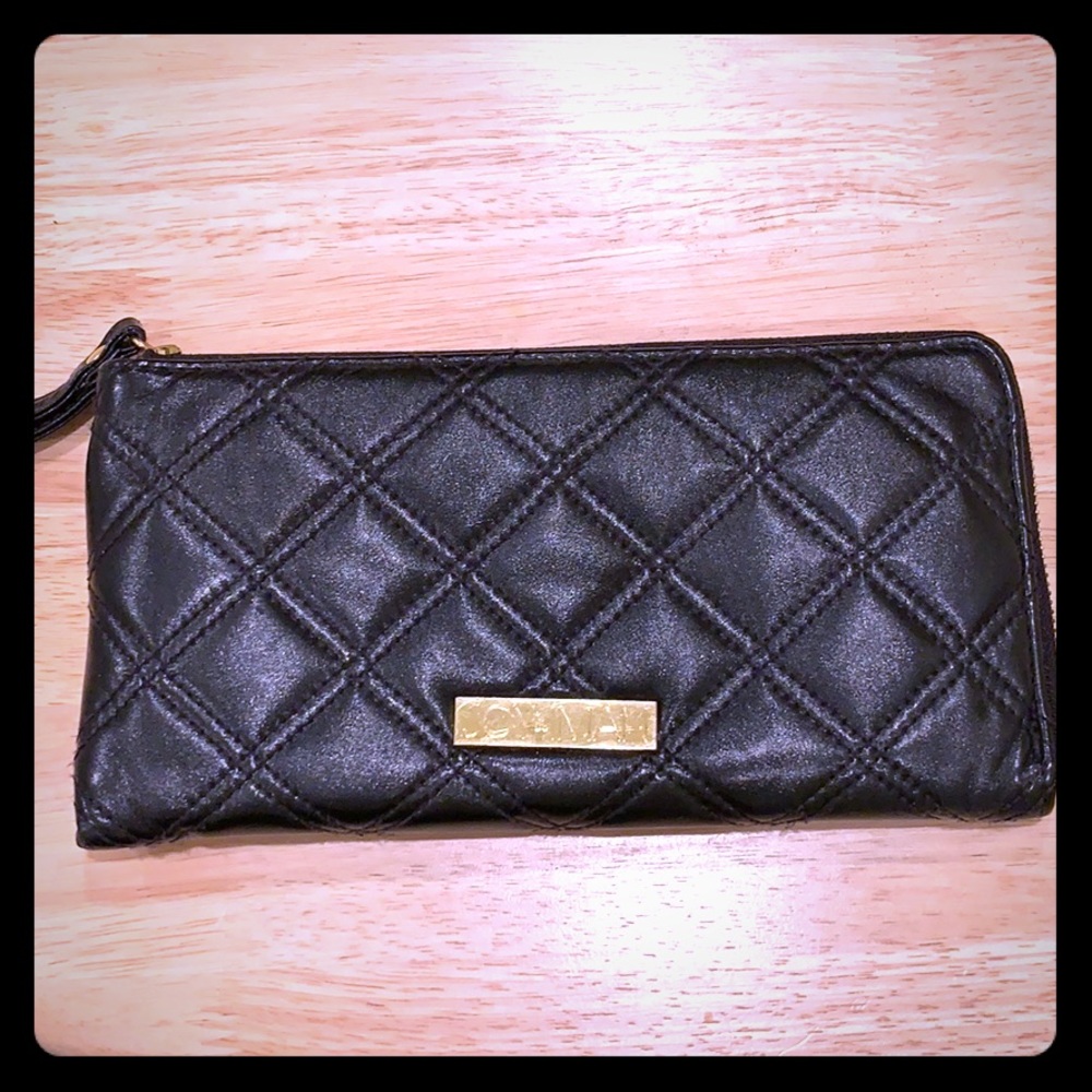 Black leather wallet clutch